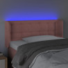 Cabeceira de cama c/ luzes LED veludo 93x16x78/88 cm rosa 4