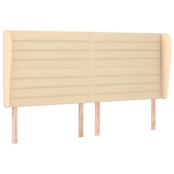 Cabeceira de cama c/ abas tecido 183x23x118/128 cm creme M 2