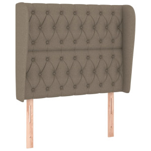 Cabecero con orejas de tela gris taupe 93x23x118/128 cm H