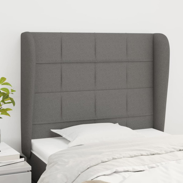 Cabecero con orejas de tela gris oscuro 93x23x118/128 cm D