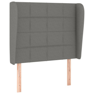 Cabecero con orejas de tela gris oscuro 93x23x118/128 cm H