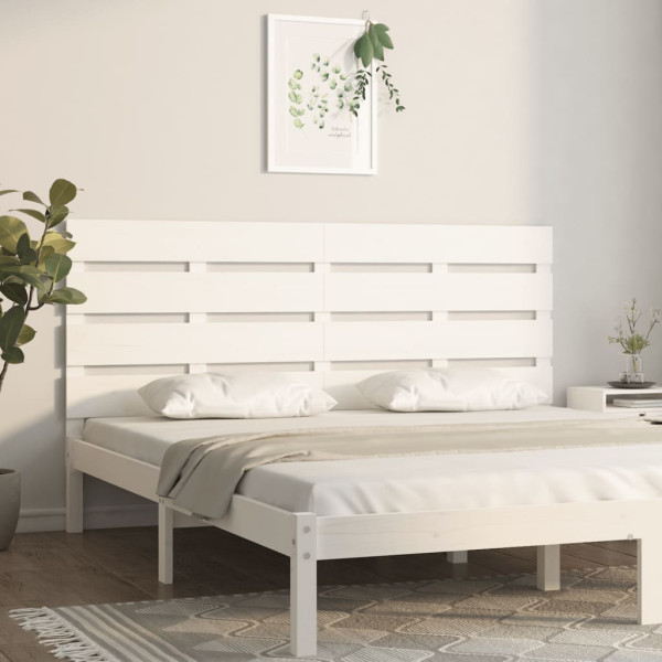 Cabecero madera maciza de pino blanco 150x3x80 cm D