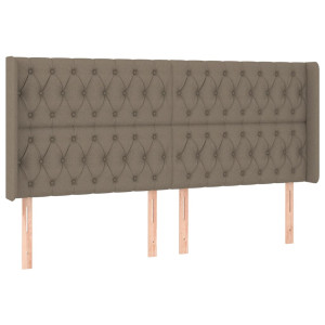 Cabecero con orejas de tela gris taupe 183x16x118/128 cm H