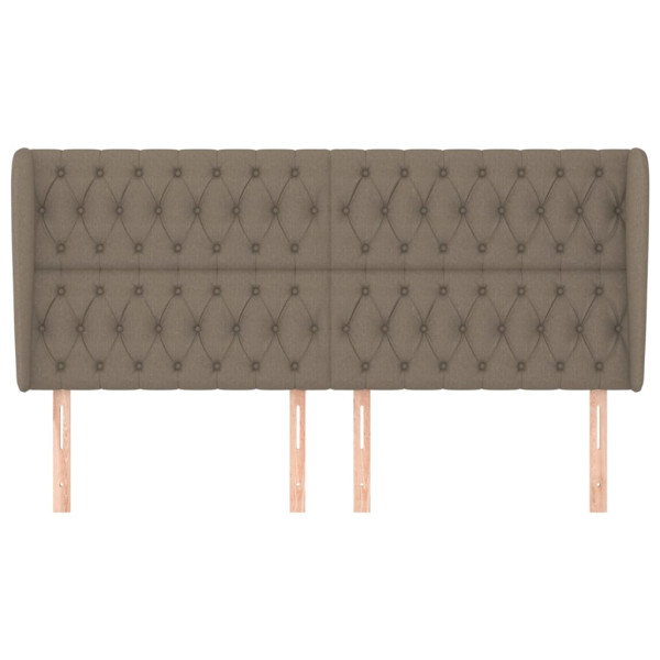 Cabecero con orejas de tela gris taupe 183x23x118/128 cm M 3