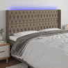 Cabecero con LED de tela gris taupe 183x16x118/128 cm 1