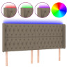 Cabeceira cama c/ LED tecido 183x16x118/128cm cinza-acastanhado 2