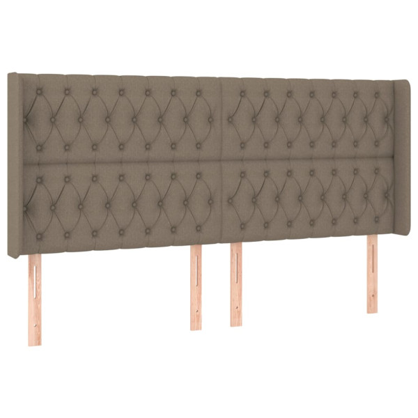 Cabeceira cama c/ LED tecido 183x16x118/128cm cinza-acastanhado M 3