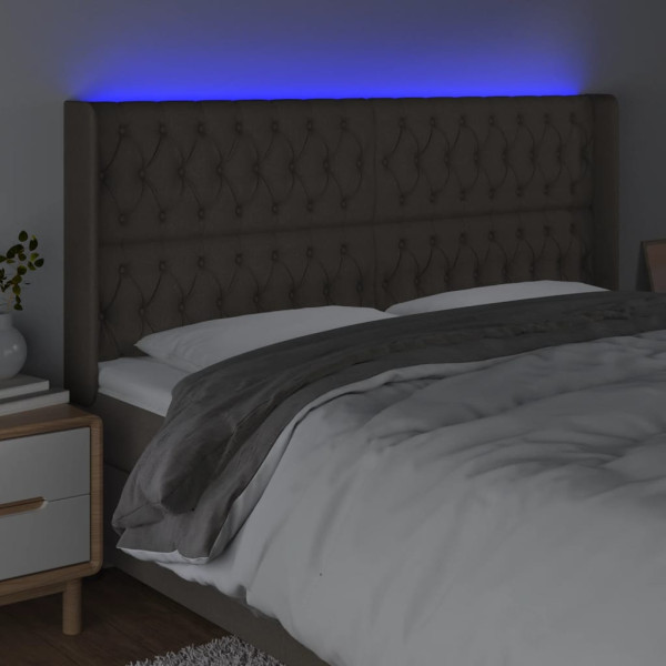 Cabecero con LED de tela gris taupe 183x16x118/128 cm M 4