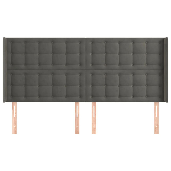 Cabeceira cama c/ abas veludo 203x16x118/128 cm cinzento-escuro M 3