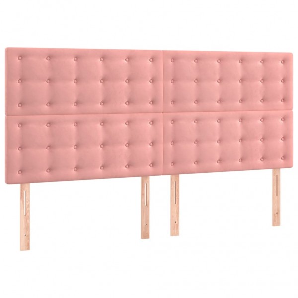Cabeceros 4 unidades de terciopelo rosa 80x5x78/88 cm M 2