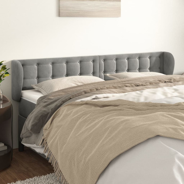 Cabecero de terciopelo gris claro 183x23x78/88 cm D