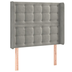 Cabeceira de cama c/ abas veludo 93x16x118/128cm cinzento-claro H