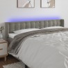 Cabecero con LED de terciopelo gris claro 183x16x78/88 cm 1
