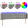 Cabecero con LED de terciopelo gris claro 183x16x78/88 cm 2