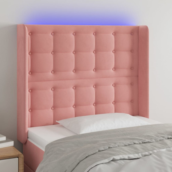 Cabecero con LED de terciopelo rosa 83x16x118/128 cm D