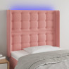 Cabecero con LED de terciopelo rosa 83x16x118/128 cm 1