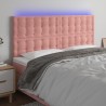 Cabeceira de cama c/ luzes LED veludo 160x5x118/128 cm rosa 1