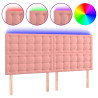 Cabecero con luces LED terciopelo rosa 160x5x118/128 cm 2