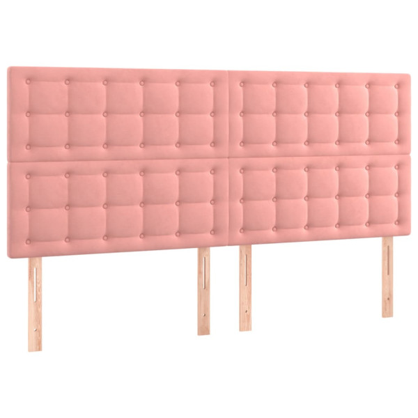 Cabecero con luces LED terciopelo rosa 160x5x118/128 cm M 4