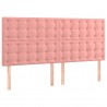 Cabeceira de cama c/ luzes LED veludo 160x5x118/128 cm rosa 4