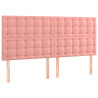 Cabecero con luces LED terciopelo rosa 160x5x118/128 cm 4