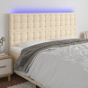 Cabecero con luces LED tela crema 160x5x118/128 cm 1