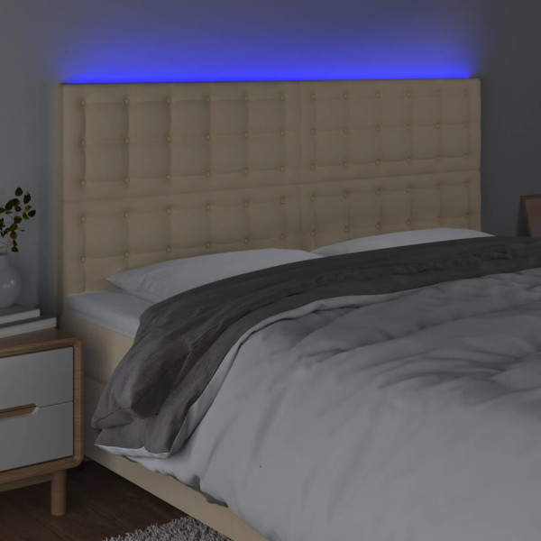 Cabeceira cama c/ LED tecido 160x5x118/128 cm crème M 3