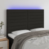 Cabeceira cama c/ LED tecido 144x5x118/128 cm preto 1