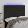 Cabecero con luces LED tela negro 144x5x118/128 cm 1