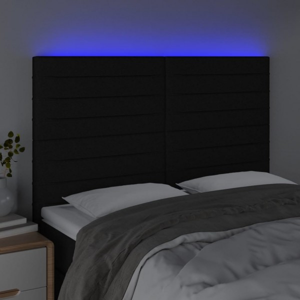 Cabecero con luces LED tela negro 144x5x118/128 cm M 3