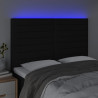 Cabeceira cama c/ LED tecido 144x5x118/128 cm preto 3