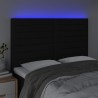 Cabecero con luces LED tela negro 144x5x118/128 cm 3