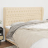 Cabeceira de cama c/ abas tecido 183x23x118/128 cm creme 1