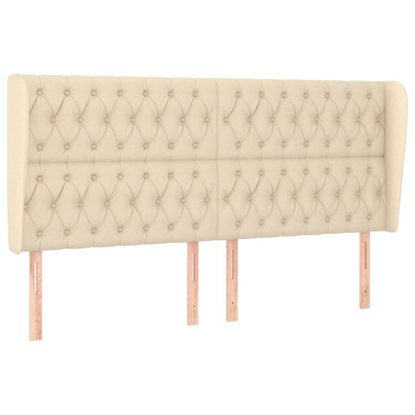 Cabeceira de cama c/ abas tecido 183x23x118/128 cm creme M 2