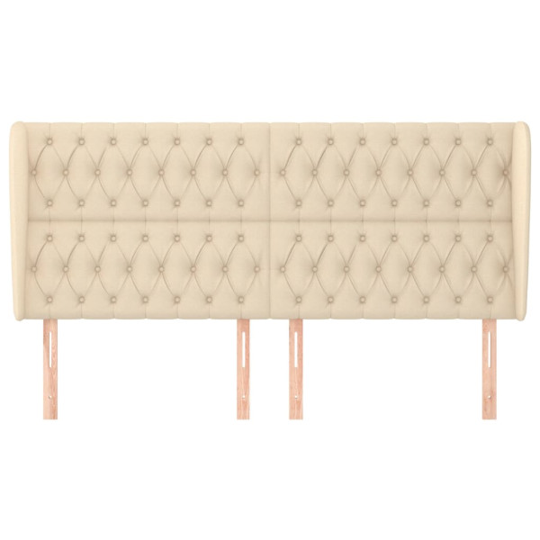 Cabeceira de cama c/ abas tecido 183x23x118/128 cm creme M 3
