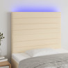 Cabeceira de cama c/ LED tecido 90x5x118/128cm crème 1