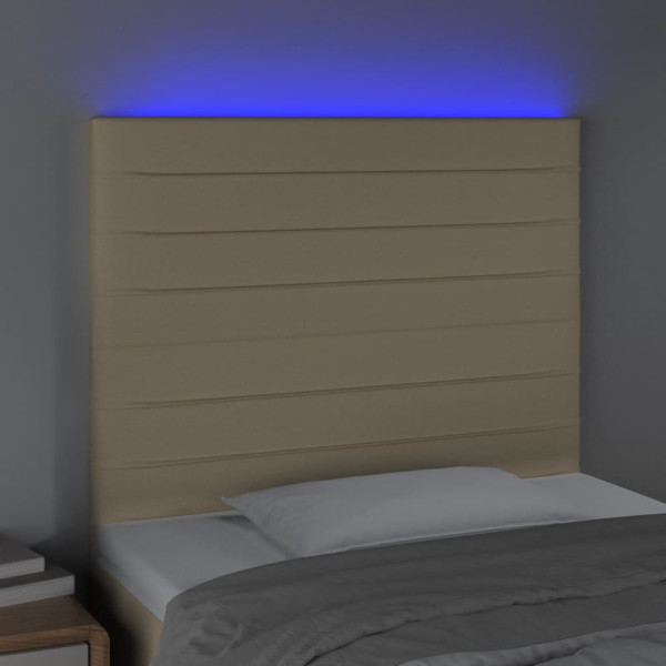 Cabeceira de cama c/ LED tecido 90x5x118/128cm crème M 3
