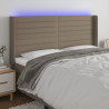 Cabecero con LED de tela gris taupe 183x16x118/128 cm 1