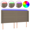 Cabeceira cama c/ LED tecido 183x16x118/128cm cinza-acastanhado 2