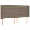 Cabeceira cama c/ LED tecido 183x16x118/128cm cinza-acastanhado 3