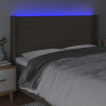 Cabeceira cama c/ LED tecido 183x16x118/128cm cinza-acastanhado 4