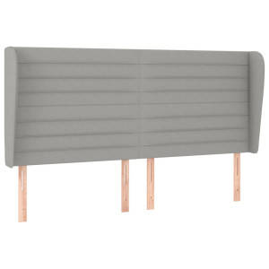 Cabeceira cama c/ abas tecido 183x23x118/128 cm cinzento-claro H