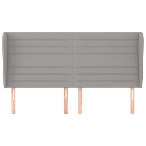 Cabecero con orejas de tela gris claro 183x23x118/128 cm M 3