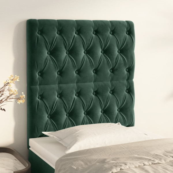 Cabeceros 2 unidades de terciopelo verde oscuro 80x7x78/88 cm D