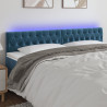 Cabeceira de cama c/ luzes LED veludo 180x7x78/88cm azul-escuro 1