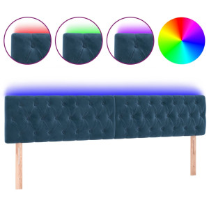 Cabecero con LED de terciopelo azul oscuro 180x7x78/88 cm H
