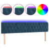 Cabeceira de cama c/ luzes LED veludo 180x7x78/88cm azul-escuro 2