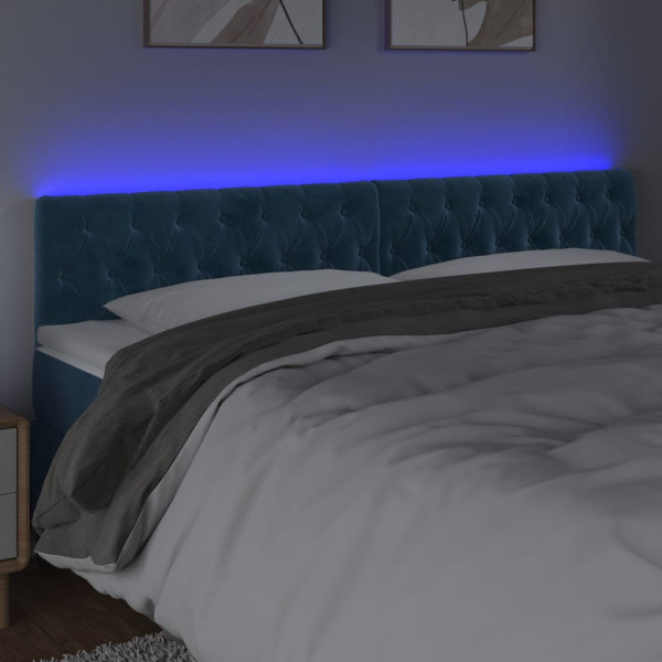 Cabecero con LED de terciopelo azul oscuro 180x7x78/88 cm M 3