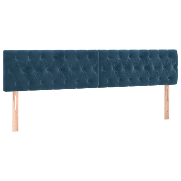 Cabeceira de cama c/ luzes LED veludo 180x7x78/88cm azul-escuro M 4