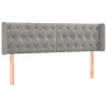 Cabeceira cama c/ luzes LED veludo 163x16x78/88 cm cinza-claro 3